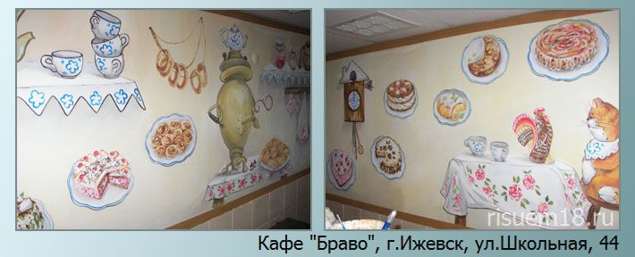 Оформление стен в кафе